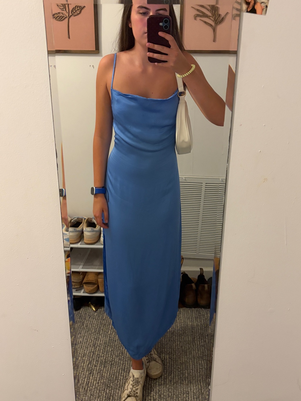 Bella Dahl Sky Blue Slip Maxi Dress With Cowl Neck